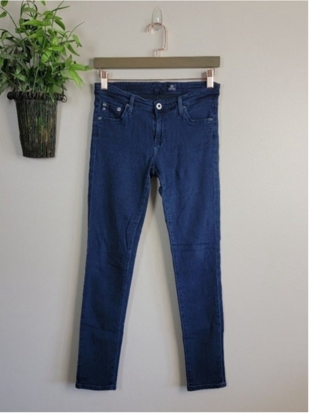 AG 28 Legging Super Skinny Knit Low Rise Dark Wash Jeans Adriano Goldschmied 6